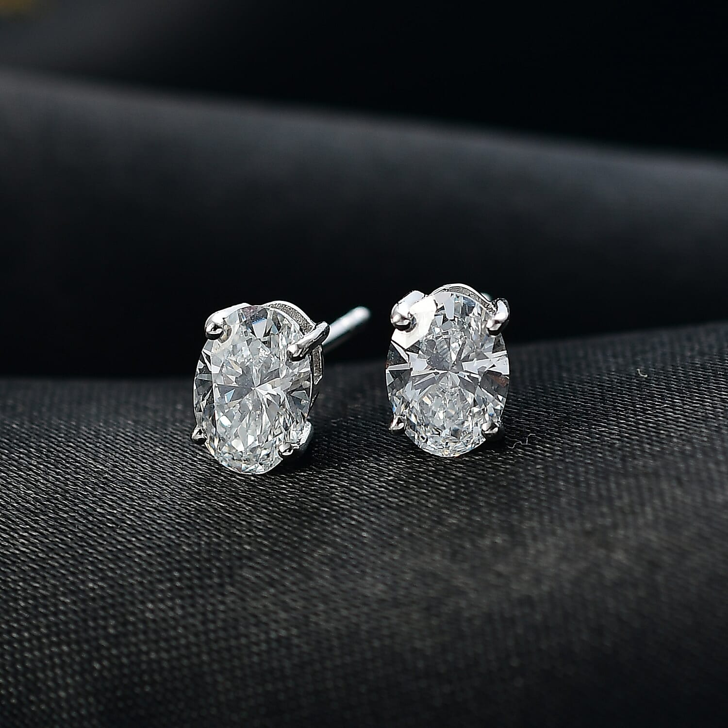 Luxuriant Lab Grown Diamond Solitaire Stud Push Post Earring in Rhodium OverlaySterling Silver  1.520  Ct.