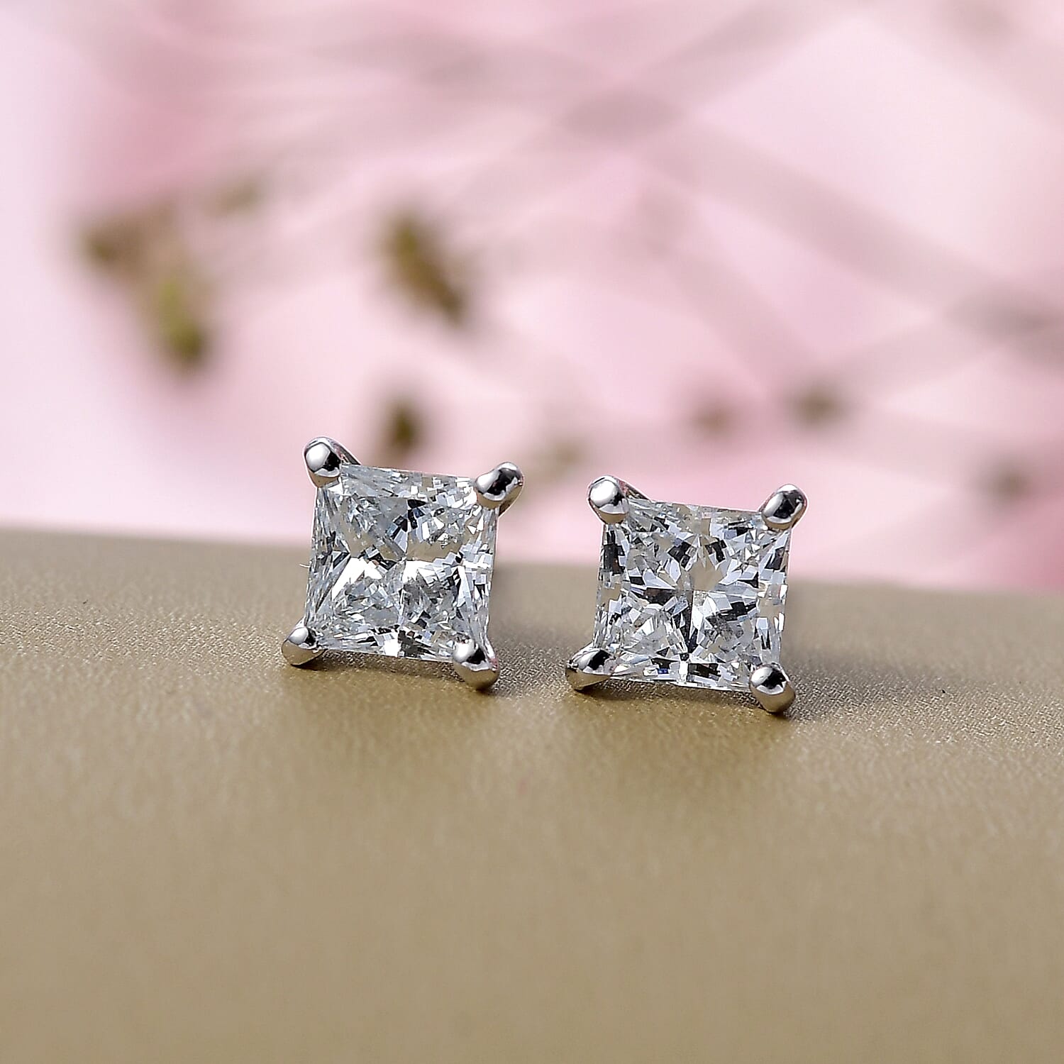 Luxuriant Lab Grown Diamond Solitaire Stud Push Post Earring in Rhodium OverlaySterling Silver  1.500  Ct.