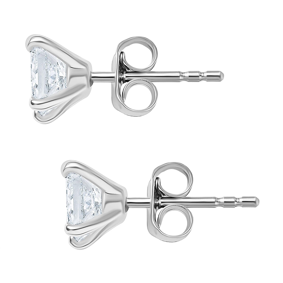 Luxuriant Lab Grown Diamond Solitaire Stud Push Post Earring in Rhodium OverlaySterling Silver  1.500  Ct.