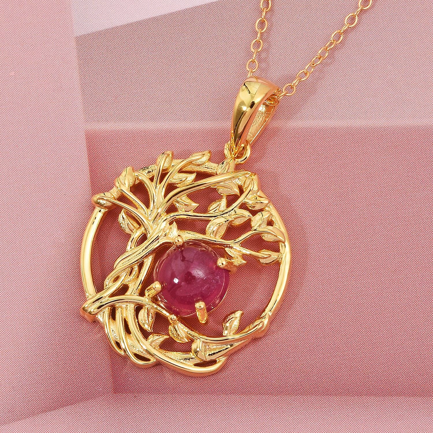 D'Joy Cabo Delgado Ruby Pendant in Yellow Gold Plated Sterling Silver 2.45 Ct.