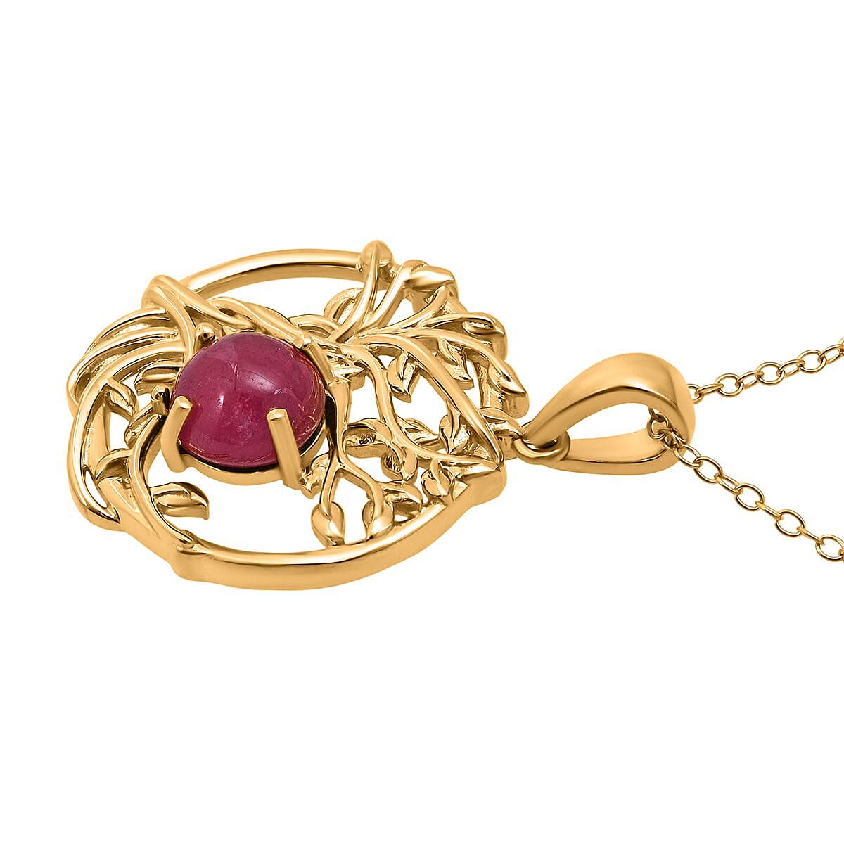 D'Joy Cabo Delgado Ruby Pendant in Yellow Gold Plated Sterling Silver 2.45 Ct.