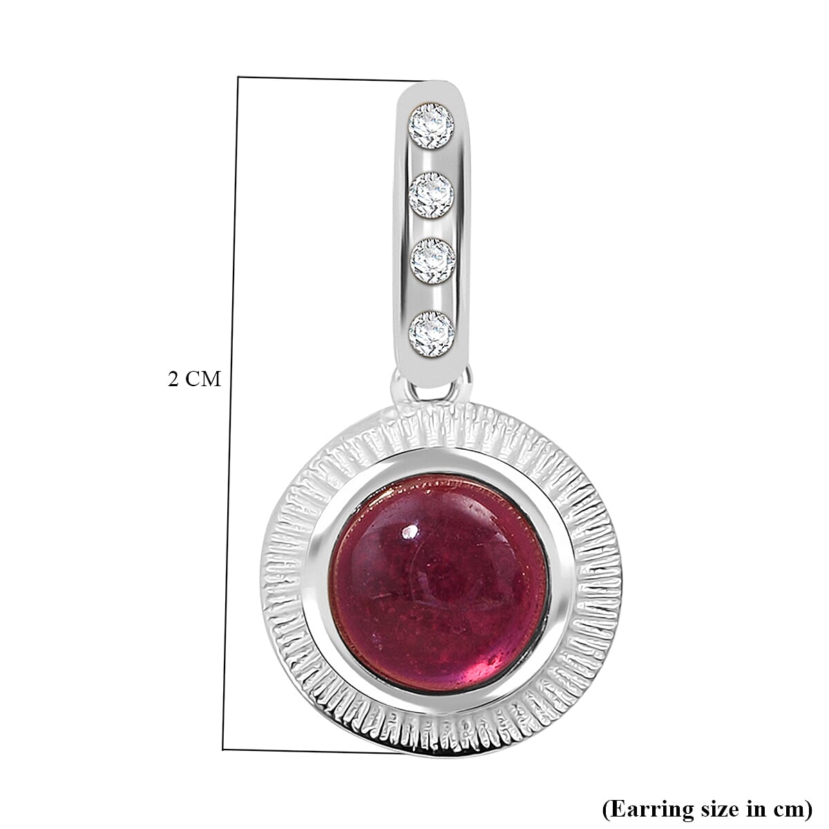 D'Joy Cabo Delgado Ruby & White Zircon Earring with Push Back in Rhodium Overlay Sterling Silver 2.96 Ct.