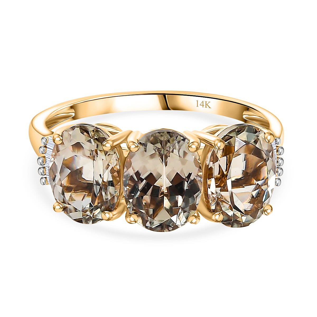 NY Closeout - 14K Yellow Gold AAAA Turkizite & Natural Diamond (I2-GH) Ring 4.60 Ct.