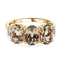 NY Closeout - 14K Yellow Gold AAAA Turkizite & Natural Diamond (I2-GH) Ring 4.60 Ct.