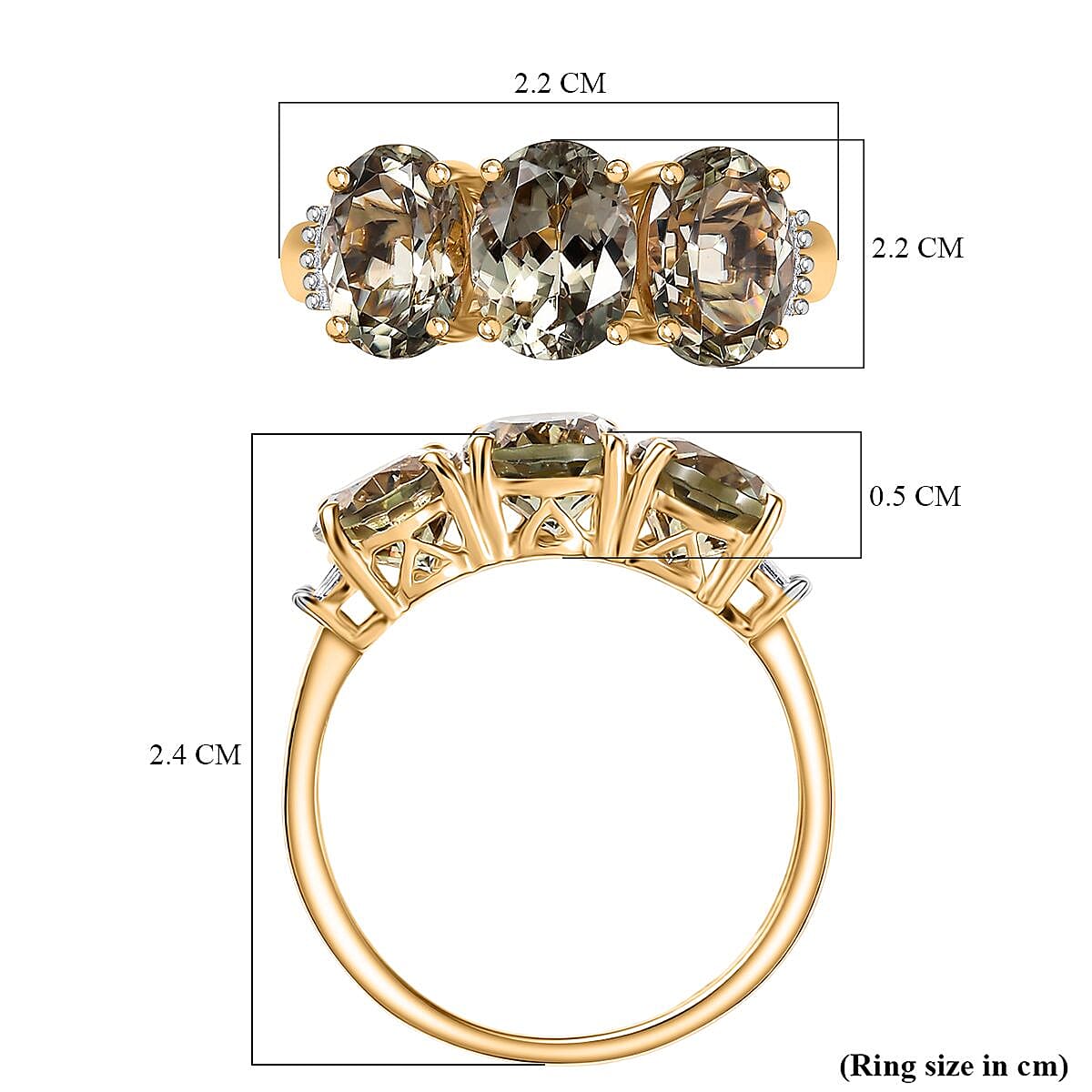 NY Closeout - 14K Yellow Gold AAAA Turkizite & Natural Diamond (I2-GH) Ring 4.60 Ct.