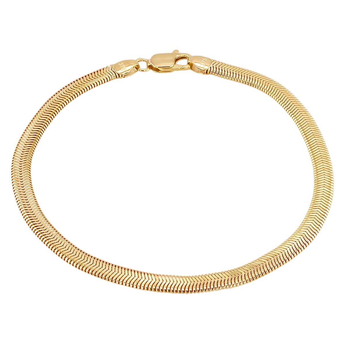 Close Out Deal - 9K Yellow Gold Flat Snake Bracelet (Size 7.5) with Lobster Clasp, Gold Wt. 5.15 Gms.