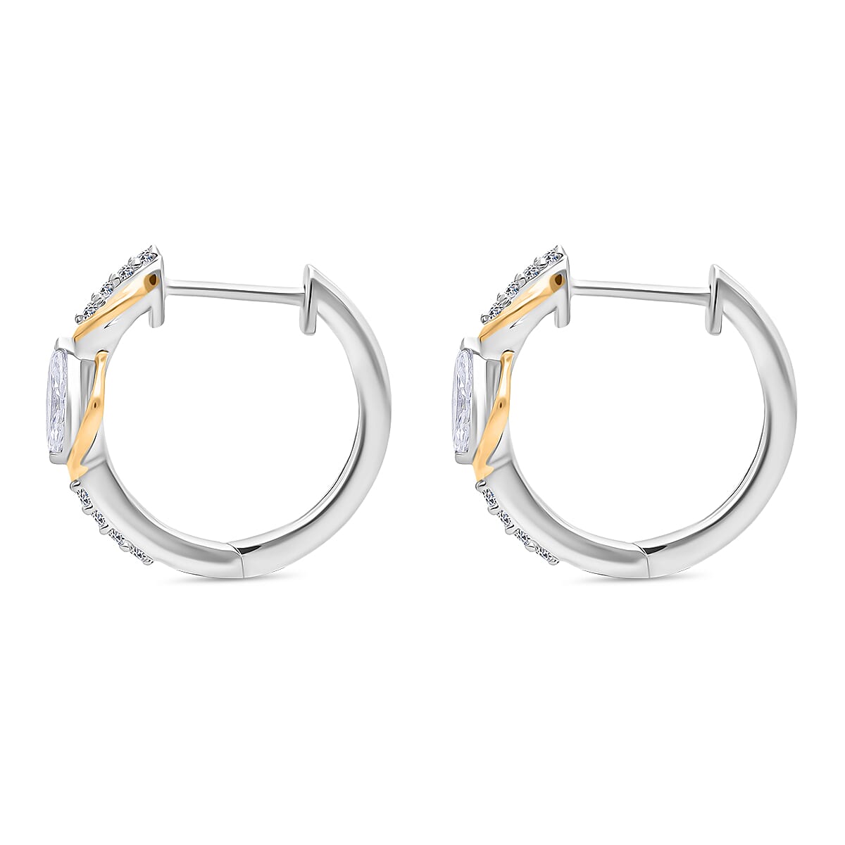 Luxuriant Lab Grown Diamond (VS-EF) Earring in Yellow Gold Plated & Rhodium Overlay Sterling Silver 0.50 Ct.