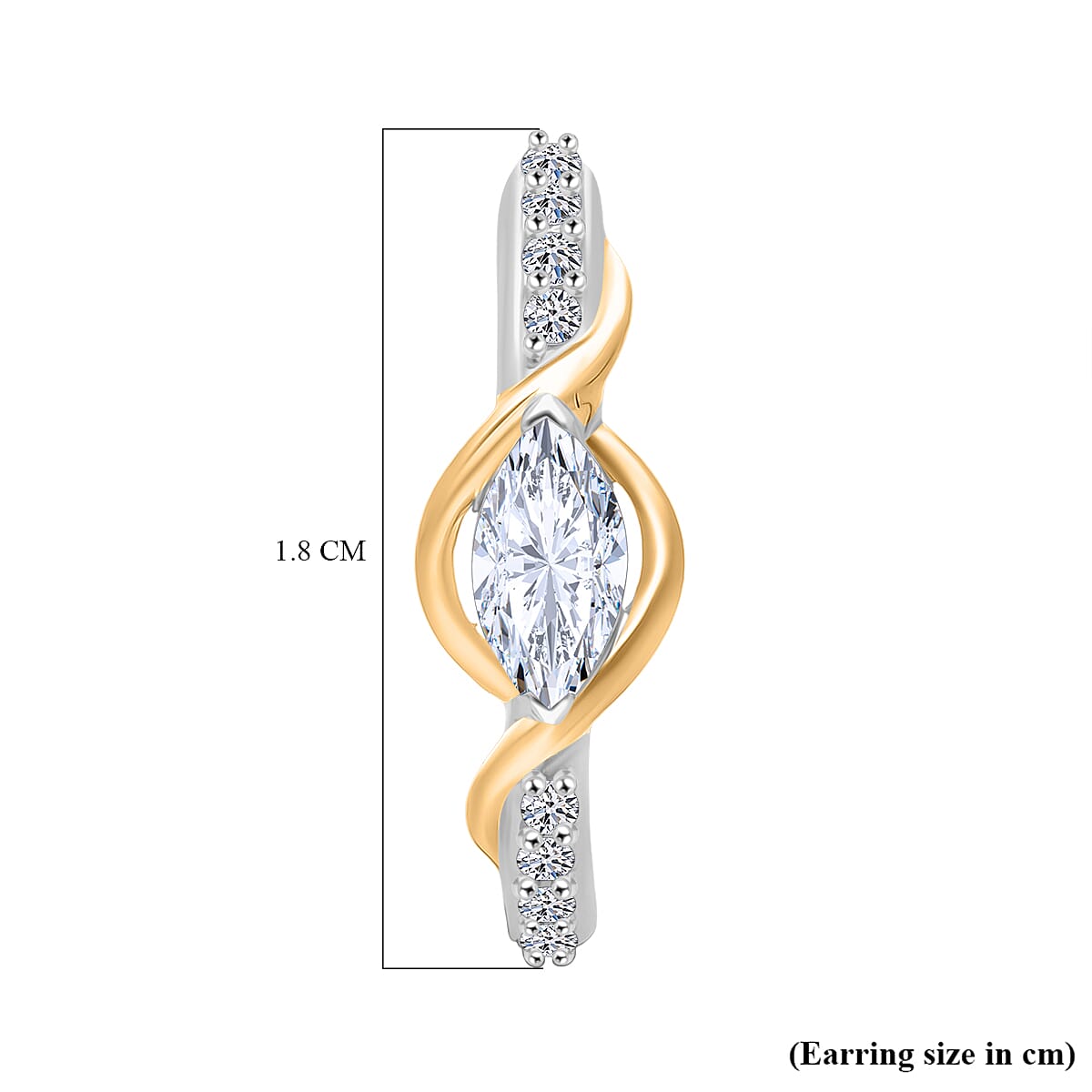 Luxuriant Lab Grown Diamond (VS-EF) Earring in Yellow Gold Plated & Rhodium Overlay Sterling Silver 0.50 Ct.