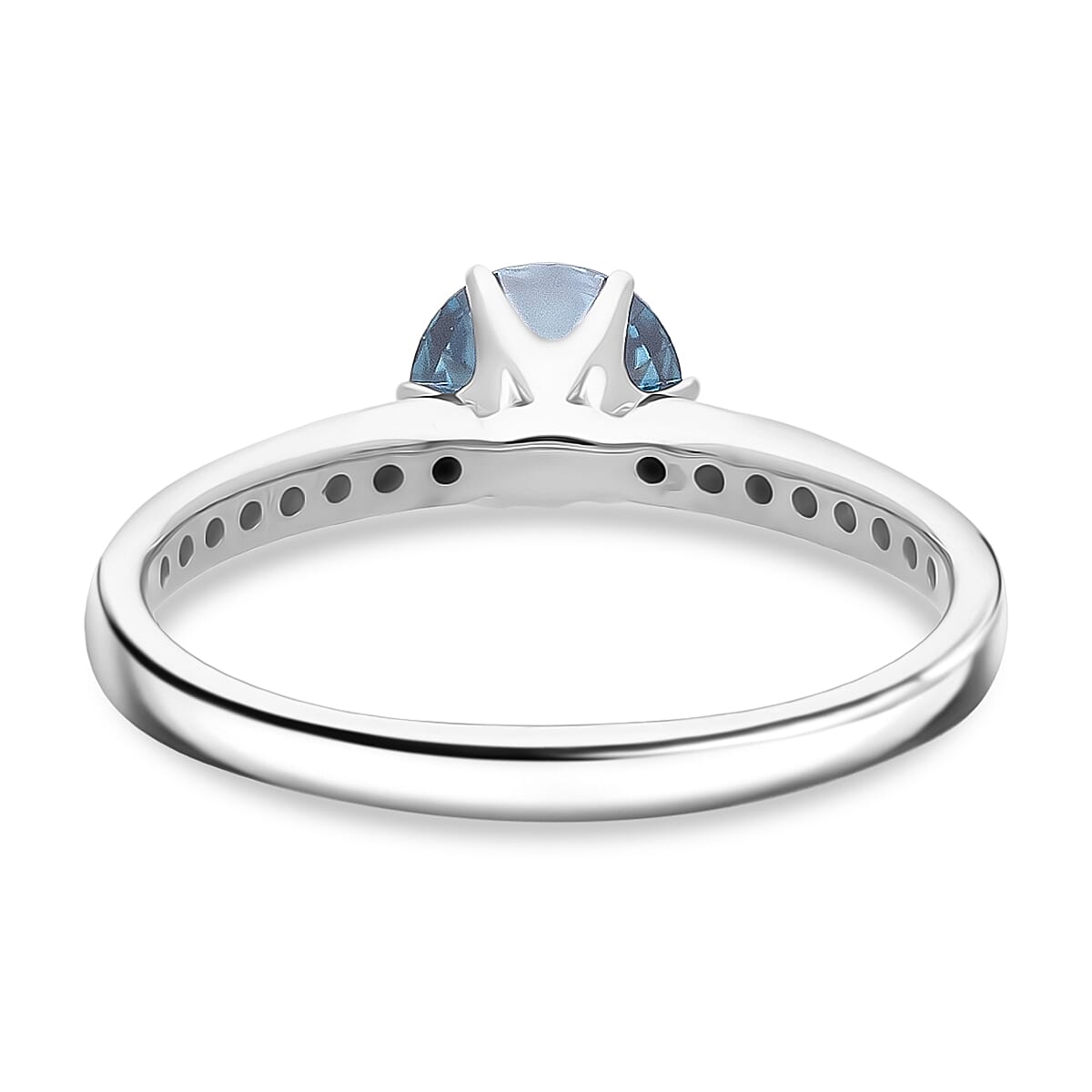 Luxuriant Lab Grown Blue Diamond (Fancy Intense-VS) 1.00ct & Lab Grown Diamond (VS-EF) Ring in Rhodium Overlay Sterling Silver 1.26 Ct.