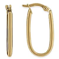 Designer Inspired - 9K Yellow Gold Elongated Hoop Earrings Gold Wt 1.25gms