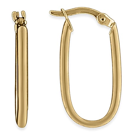 Designer Inspired - 9K Yellow Gold Elongated Hoop Earrings