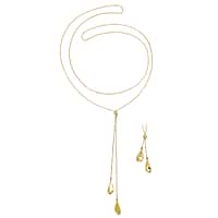 Designer Inspired 9K Yellow Gold Lariat AMORE Necklace (Size 28 Adjustable)