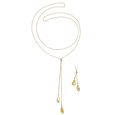 LIMITED EDITION - Designer Inspired 9K Yellow Gold Lariat AMORE Necklace (Size 28 Adjustable). Gold Wt 2.50 Gms