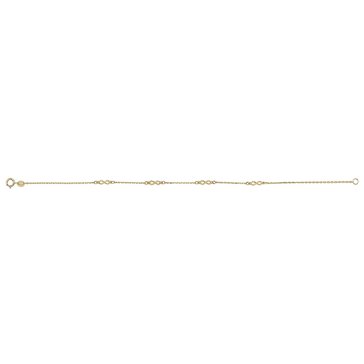 Close Out Deal - 9K Yellow Gold Infinity Bracelet (Size 7.5) with Spring Ring Clasp