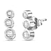LUXURIANT 0.33 Ct. Lab Grown Diamond 3-Stone Stud Push Post Earring in Rhodium Overlay Sterling Silver (VS-EF)
