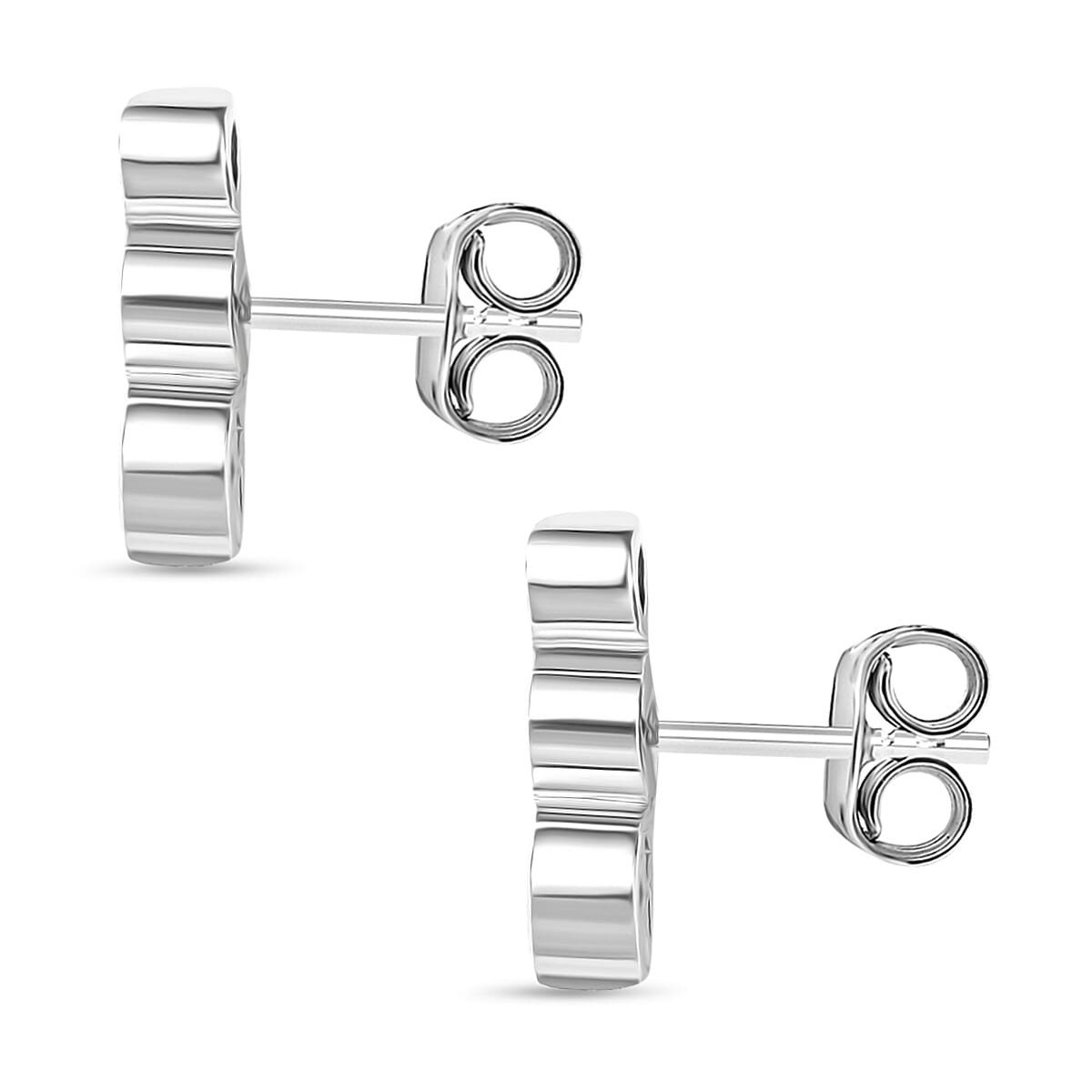 Luxuriant Lab Grown Diamond 3 Stone Stud Push Post Earring in Rhodium OverlaySterling Silver  0.330  Ct.