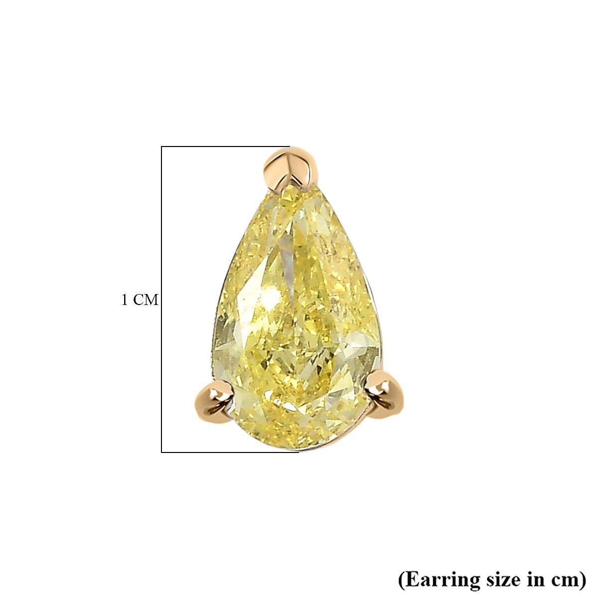 Luxuriant 9K Yellow Gold Lab Grown Yellow Diamond (VS) Solitaire Stud Push Post Earring 2.00 Ct.