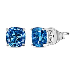 Luxuriant 9K Yellow Gold VS Lab Grown Blue Diamond Solitaire Stud Push Post Earring 3.03 Ct.