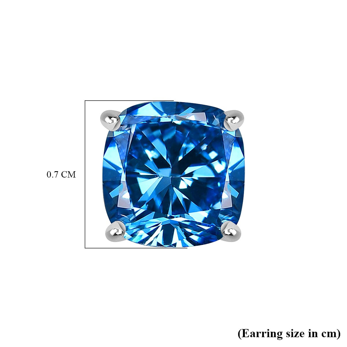Luxuriant 9K White Gold VS Lab Grown Blue Diamond Solitaire Stud Push Post Earring 3.03 Ct.