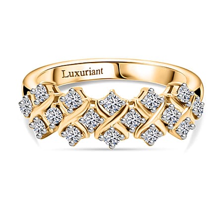 LUXURIANT 0.5 Ct. Lab Grown Diamond Half Eternity Ring in 18K Vermeil Yellow Gold Plated Sterling Silver