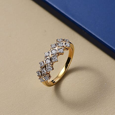 Luxuriant Lab Grown Diamond (SI-GH) Half Eternity Band Ring in 18K Vermeil Yellow Gold Plated Sterling Silver 0.50 Ct.