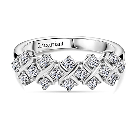 Luxuriant Lab Grown Diamond (SI-GH) Half Eternity Band Ring in Rhodium Overlay Sterling Silver 0.50 Ct.