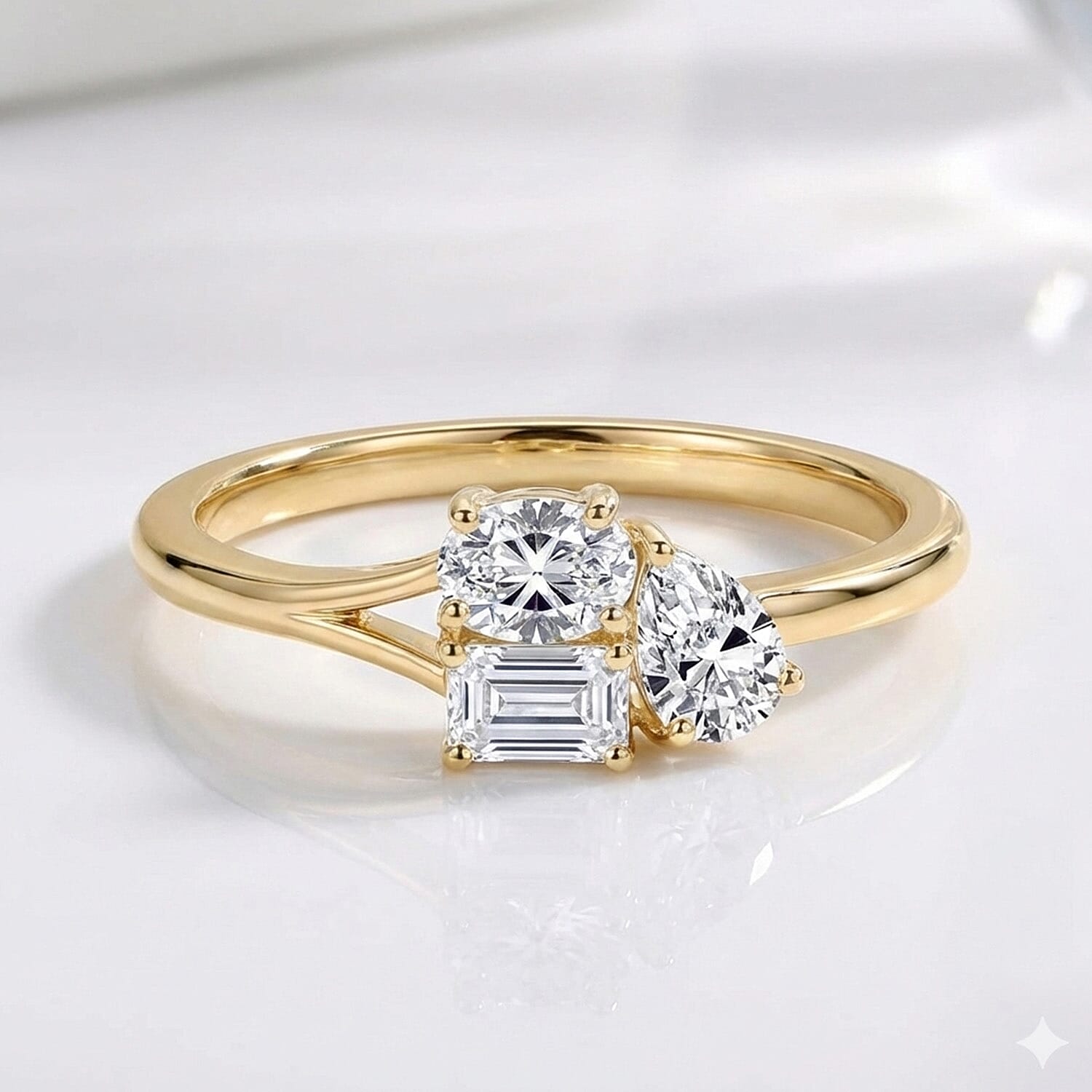 Luxuriant Lab Grown Diamond 3 Stone Ring in Sterling Silver