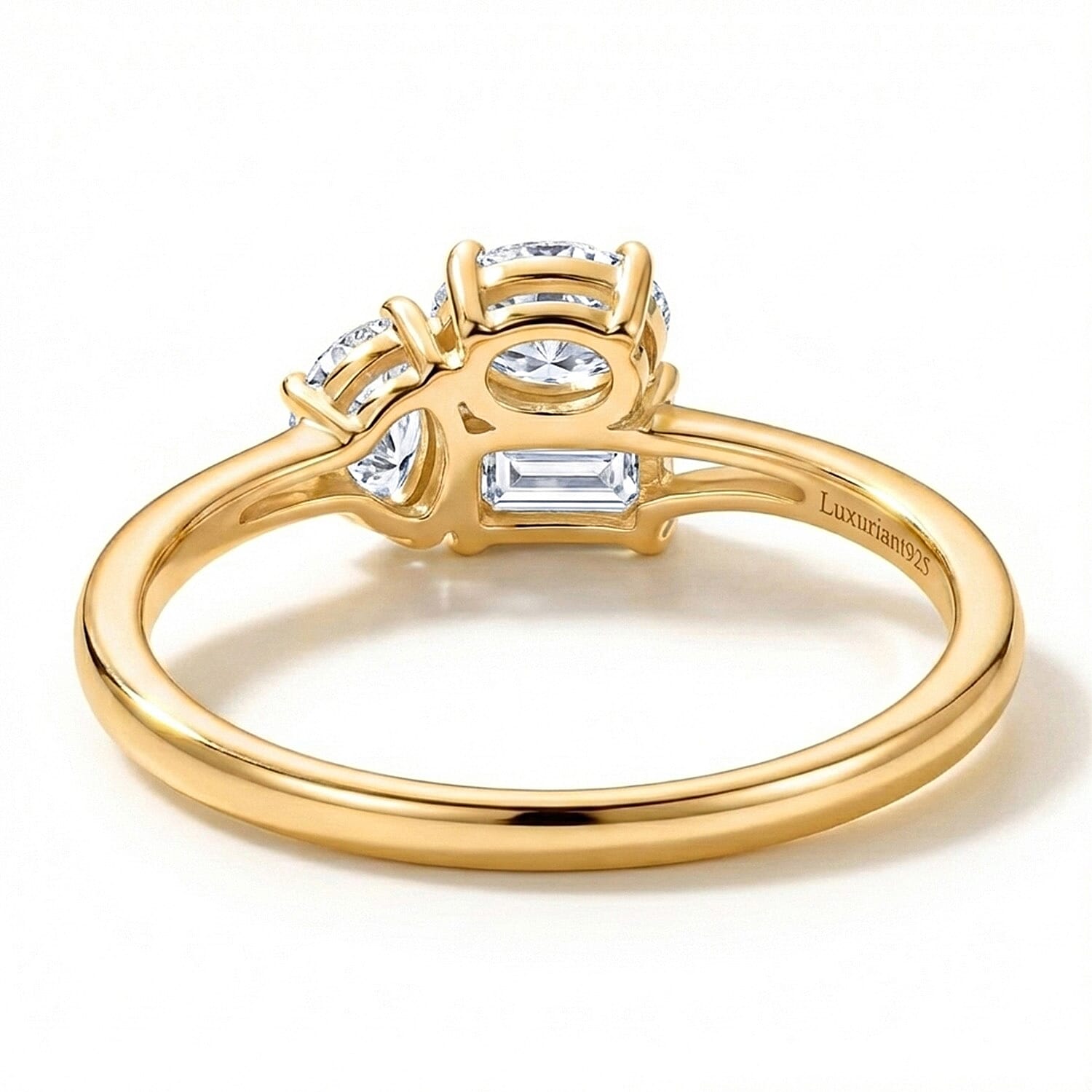 Luxuriant Lab Grown Diamond 3 Stone Ring in Sterling Silver