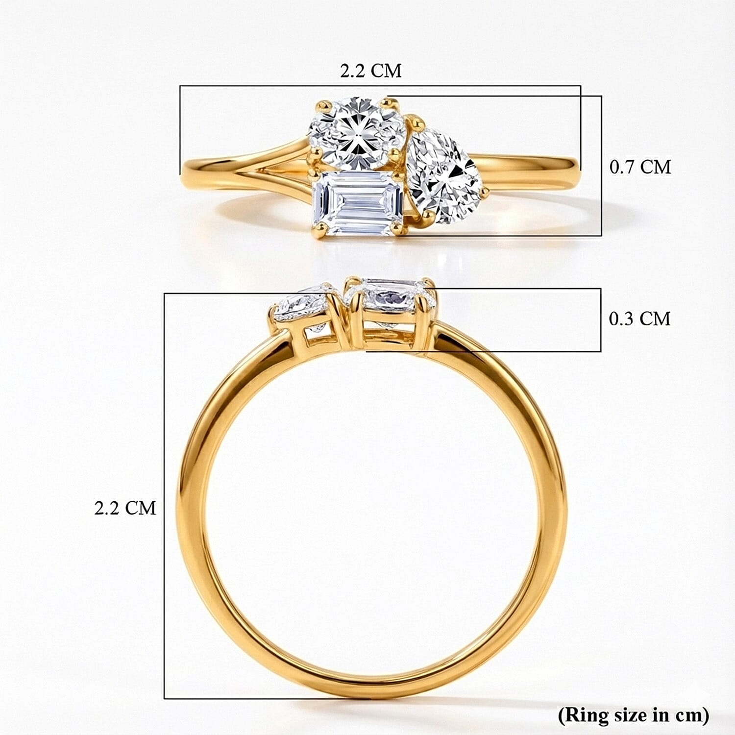 Luxuriant Lab Grown Diamond 3 Stone Ring in Sterling Silver