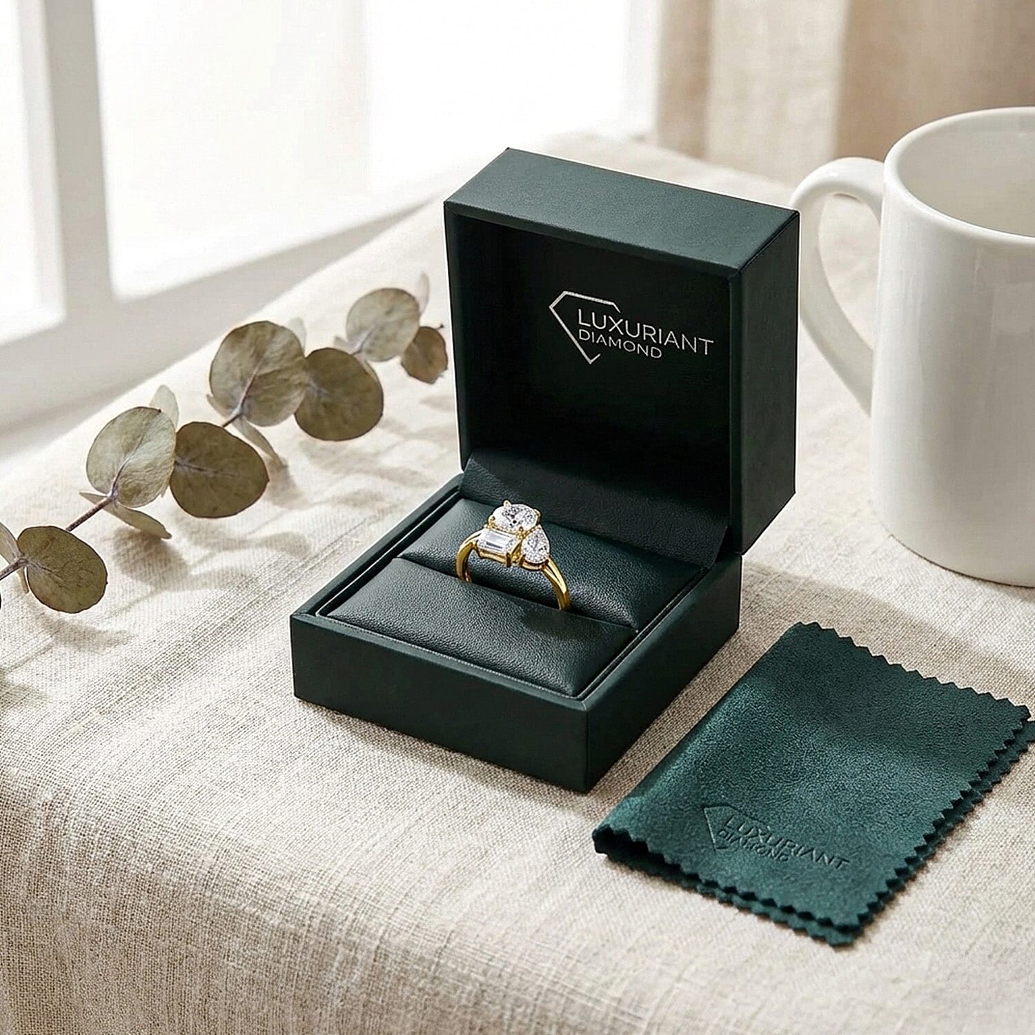 Luxuriant Lab Grown Diamond 3 Stone Ring in Sterling Silver