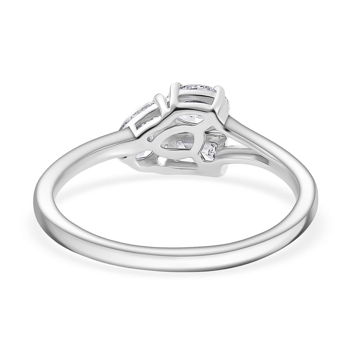 Luxuriant Lab Grown Diamond 3 Stone Ring in Sterling Silver