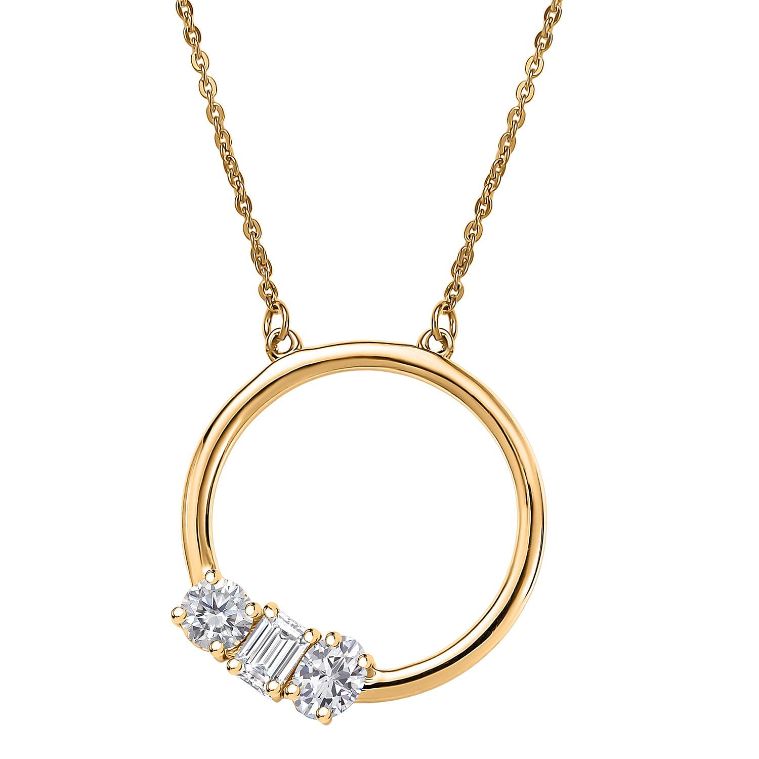 Luxuriant Lab Grown Diamond (VS-EF) Necklace (Size 20) with Lobster Clasp in 18K Vermeil Yellow Gold Plated Sterling Silver 0.79 Ct.