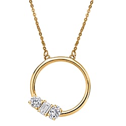 LUXURIANT Lab Grown Diamond Toi Et Moi Necklace (Size - 20) in Rhodium Overlay Sterling Silver 0.79 Ct.