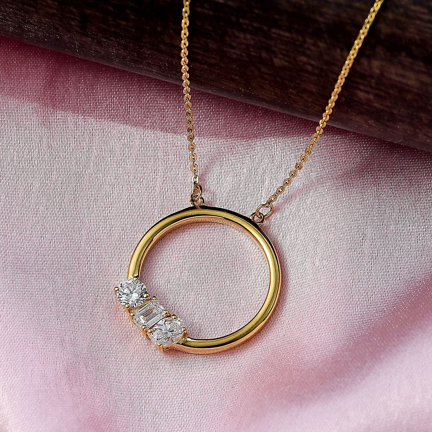 Luxuriant Lab Grown Diamond (VS-EF) Necklace (Size 20) with Lobster Clasp in 18K Vermeil Yellow Gold Plated Sterling Silver 0.79 Ct.