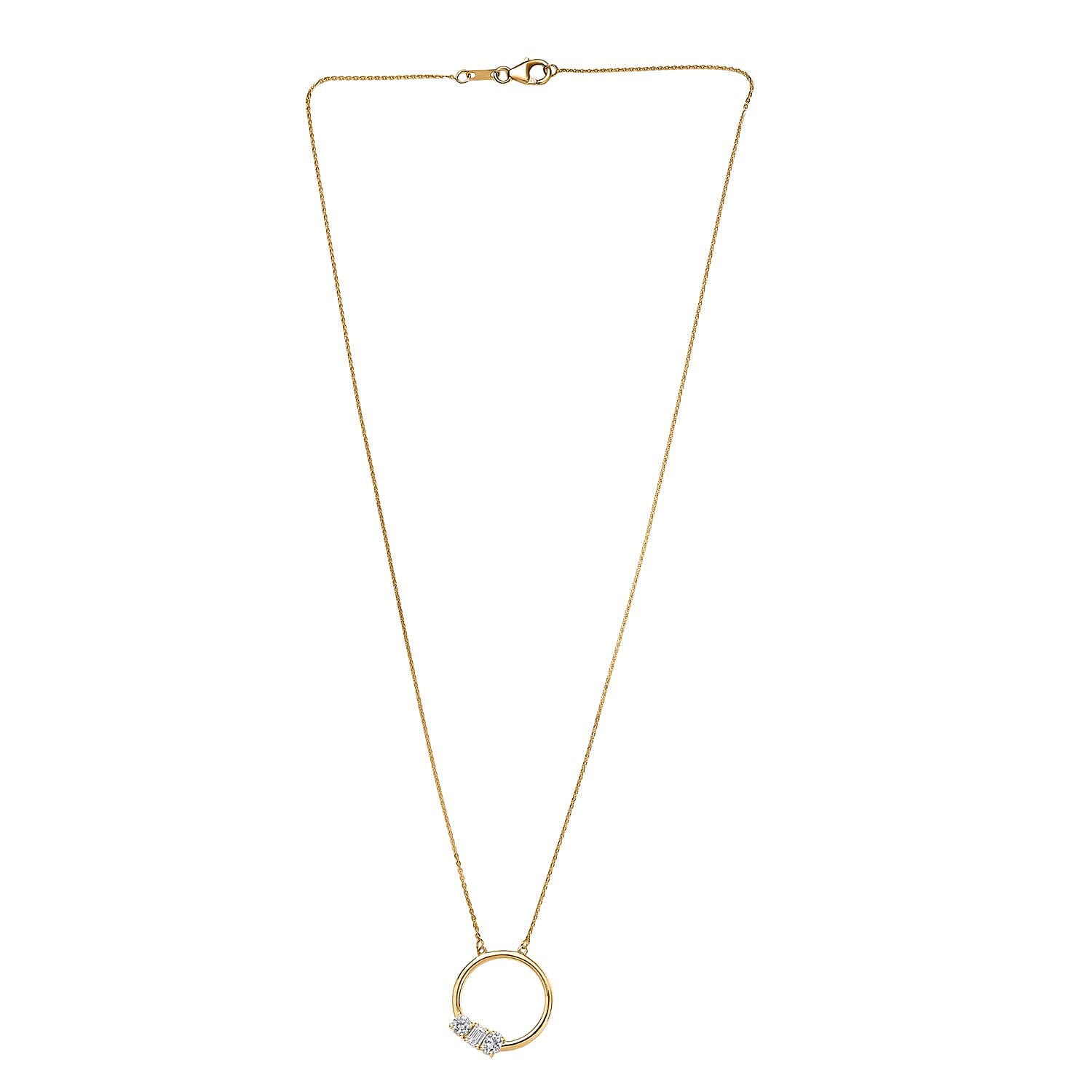 Luxuriant Lab Grown Diamond (VS-EF) Necklace (Size 20) with Lobster Clasp in 18K Vermeil Yellow Gold Plated Sterling Silver 0.79 Ct.