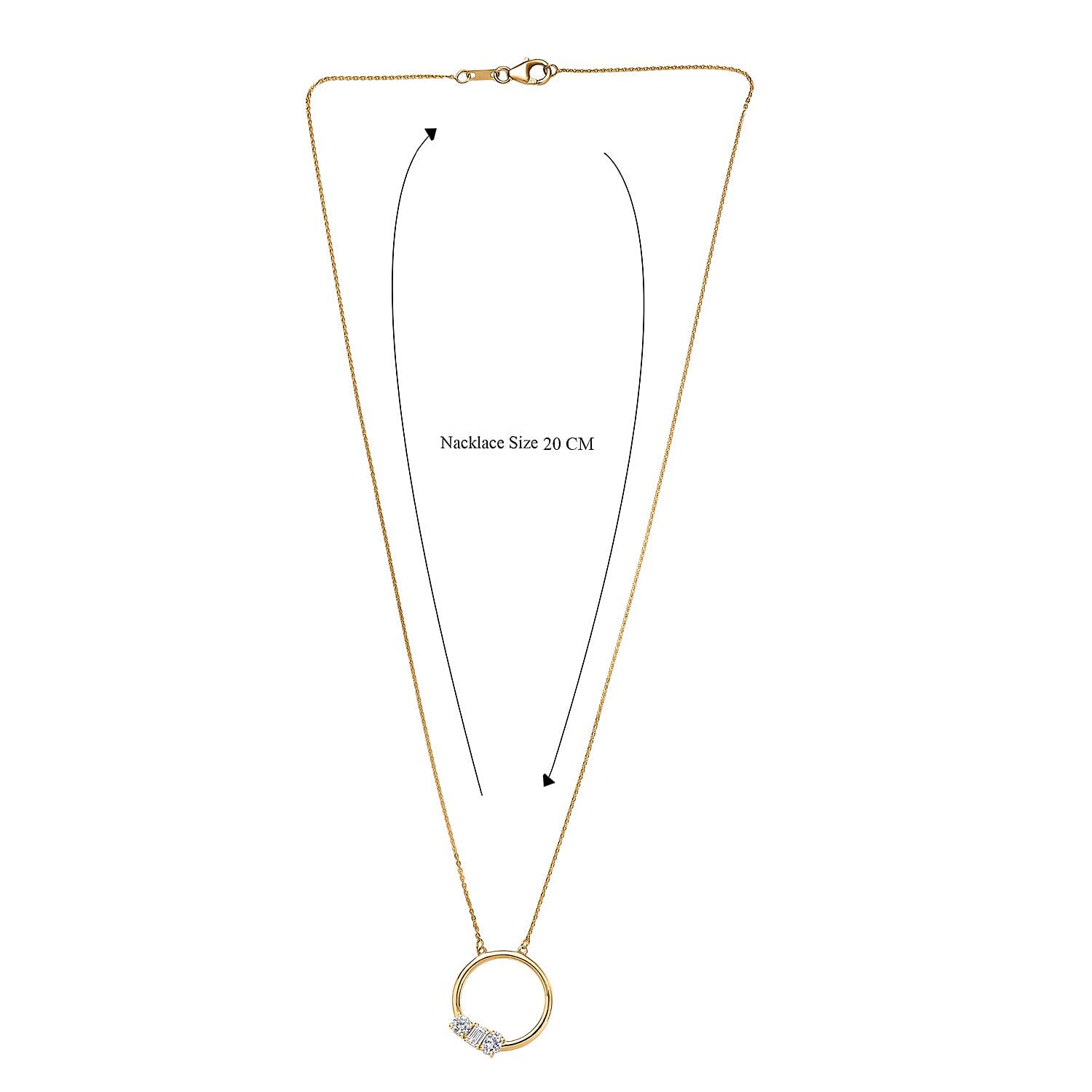 Luxuriant Lab Grown Diamond (VS-EF) Necklace (Size 20) with Lobster Clasp in 18K Vermeil Yellow Gold Plated Sterling Silver 0.79 Ct.