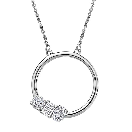 Luxuriant Lab Grown Diamond (VS-EF) Necklace (Size 20) with Lobster Clasp in Rhodium Overlay Sterling Silver 0.79 Ct.