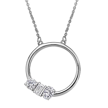 LUXURIANT Lab Grown Diamond Toi Et Moi Necklace (Size - 20) in Rhodium Overlay Sterling Silver 0.79 Ct. LUXURIANT Lab Grown Diamond Toi Et Moi Necklace (Size - 20) in Rhodium Overlay Sterling Silver 0.79 Ct.