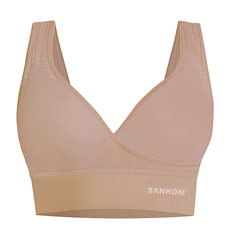 Sankom Patented Organic Cotton Back Support Bra (Size L-XL) - Beige