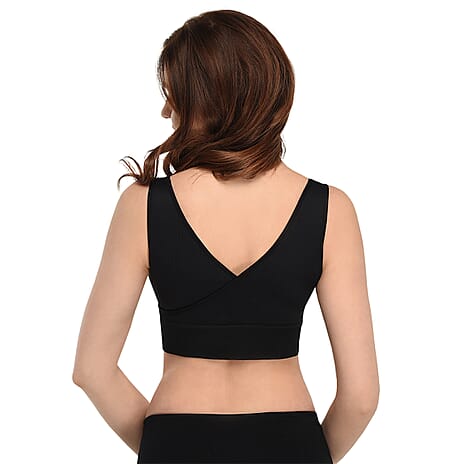 Sankom Patented Organic Cotton Back Support Bra (Size XL-XXL) - Black
