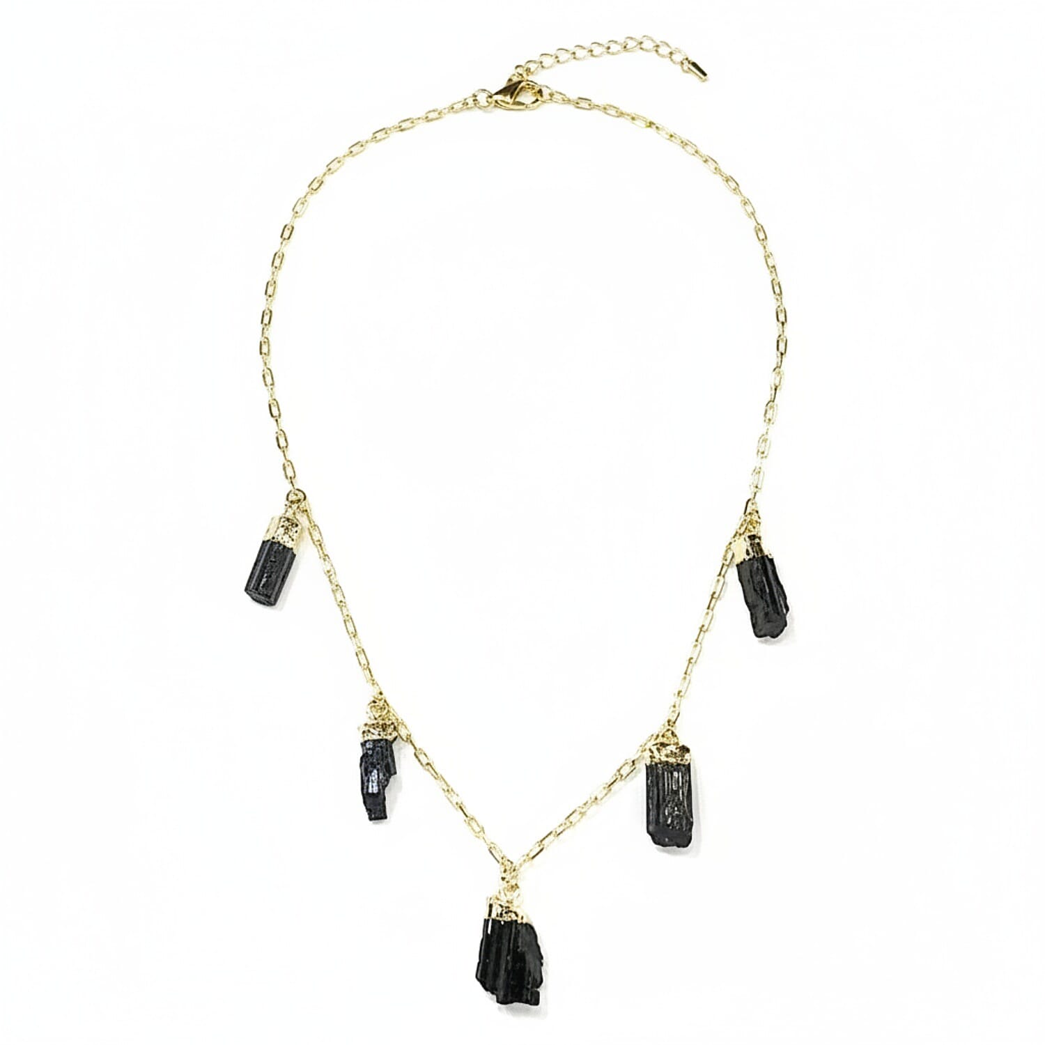 Black Tourmaline Necklace (Size 16 - 2 Ext) in Yellow Gold Plated 20.00 Ct.