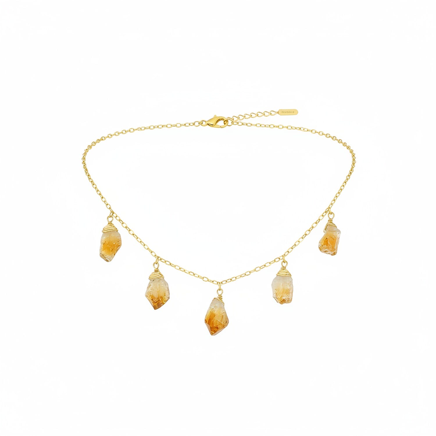 Citrine Necklace (Size 16 - 2 Ext) in Yellow Gold Plated 20.00 Ct.