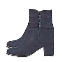 Emma Zelda Suede-Look Ankle Boot With Gold Buckle (Size 4) - Navy