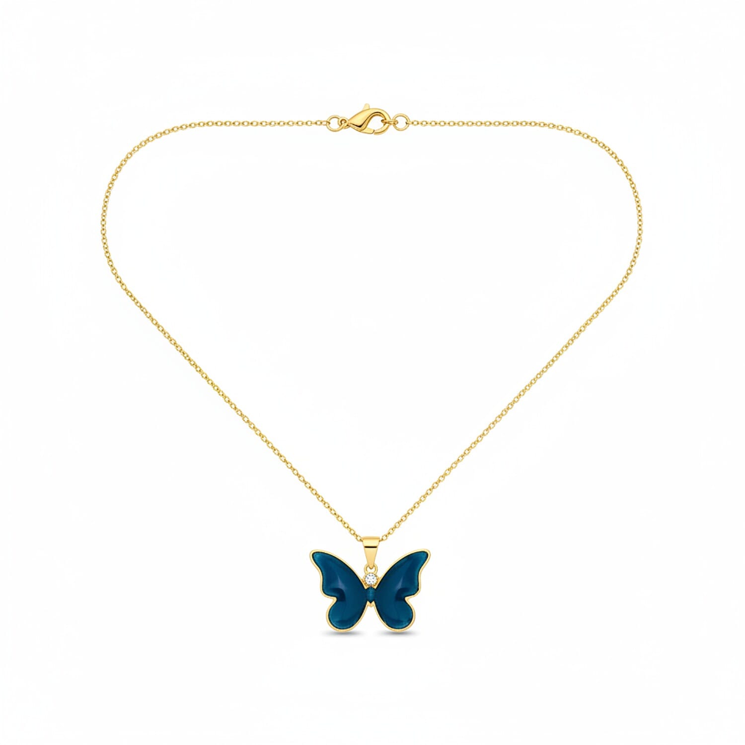 Blue Agate Butterfly Pendant in Yellow Gold Plated 10.00 Ct.
