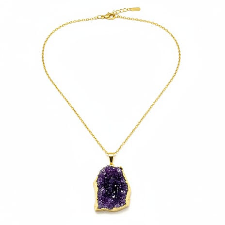Amethyst Geode Pendant in Yellow Gold Plated 15.00 Ct.