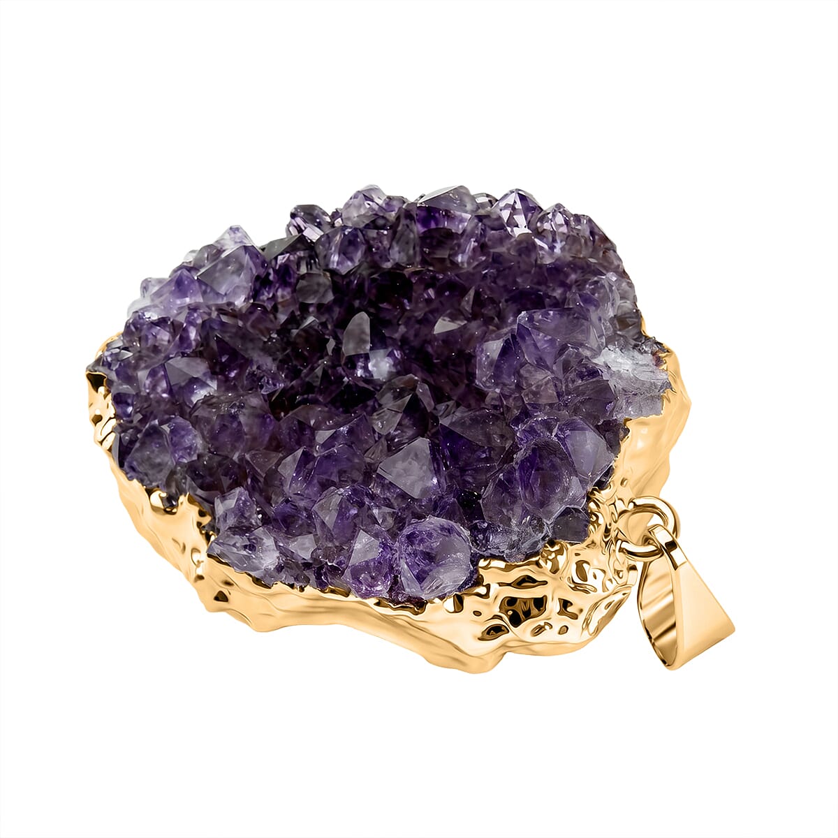 Amethyst Geode Pendant in Yellow Gold Plated 15.00 Ct.