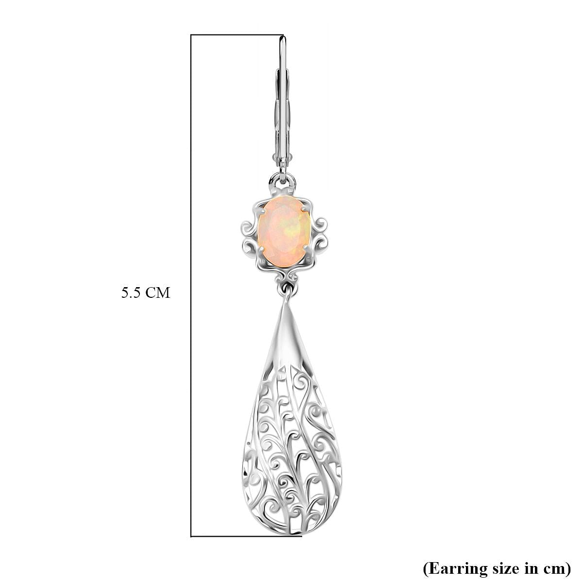 D'Joy Ethiopian Opal Earring with Lever Back in Rhodium Overlay Sterling Silver 1.50 Ct, Silver Wt. 5.80 Gms.