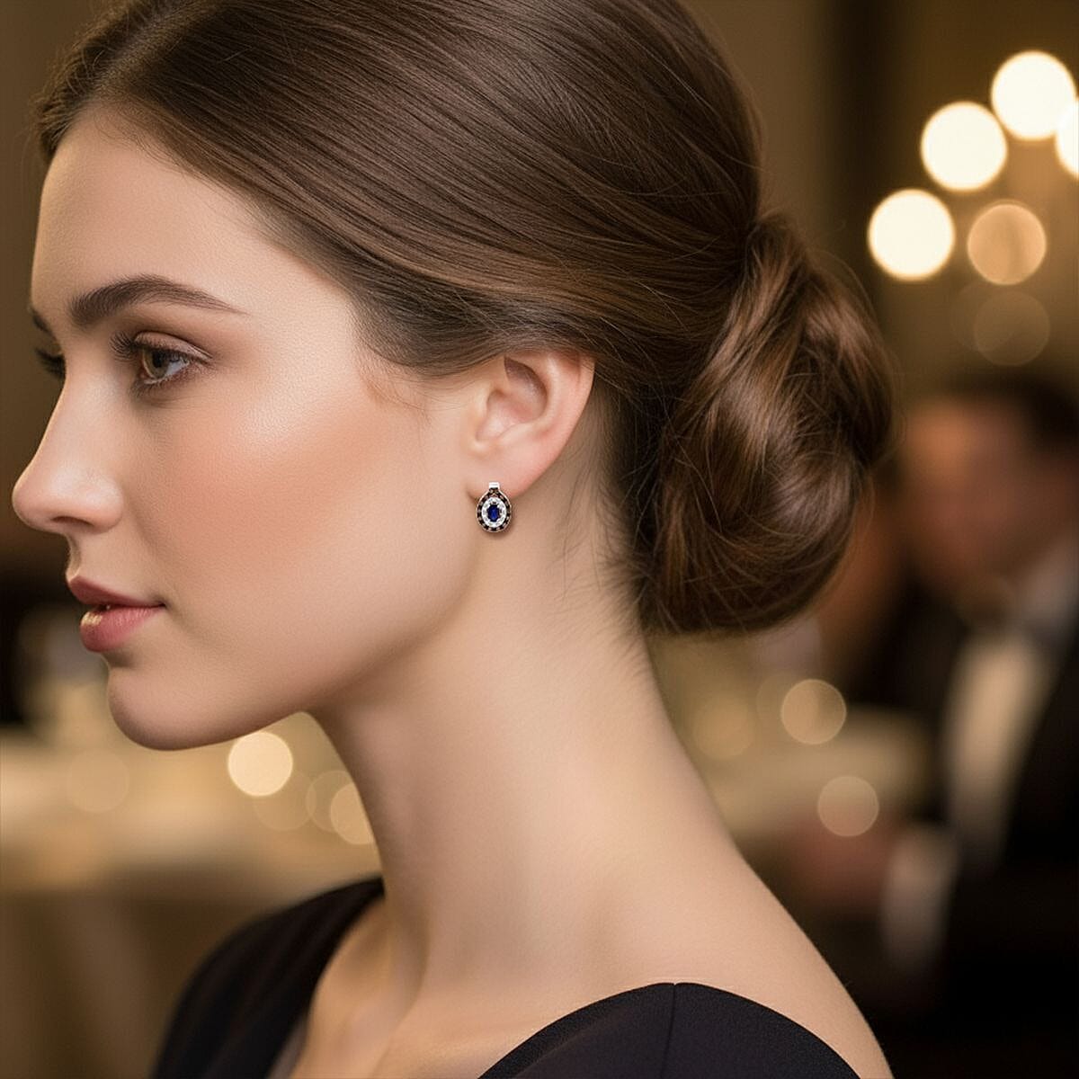 D'Joy Masoala Sapphire, White Zircon & Coffee Zircon Earring in Rhodium Overlay Sterling Silver 2.20 Ct.