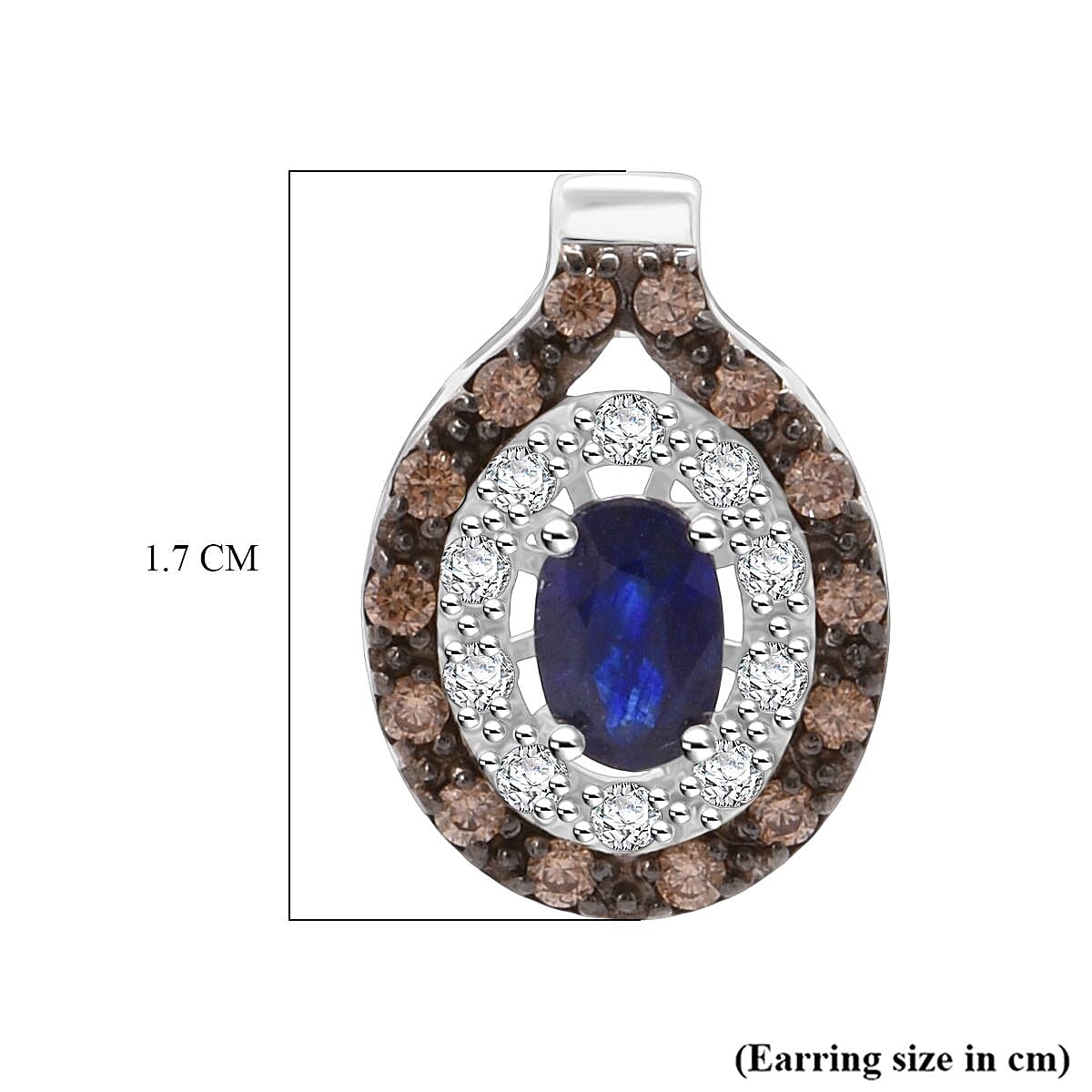 D'Joy Masoala Sapphire, White Zircon & Coffee Zircon Earring in Rhodium Overlay Sterling Silver 2.20 Ct.