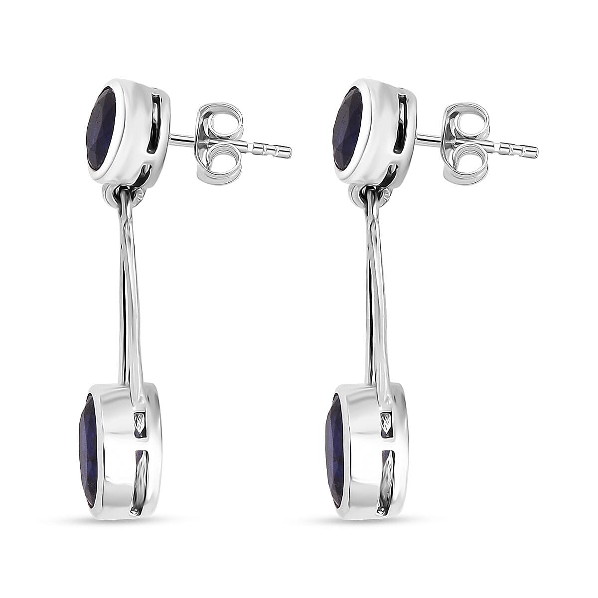 D'Joy Masoala Sapphire Earring in Rhodium Overlay Sterling Silver 4.17 Ct.